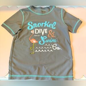 Circo Gray Rash Guard with Flamingo Print Swim Shirt Beach